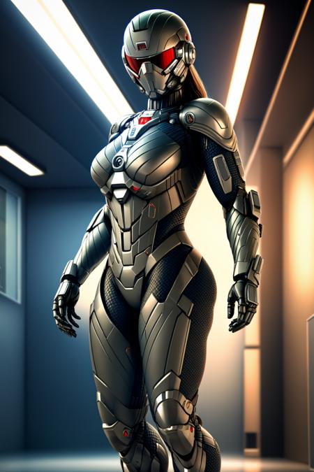 02121-872426412-4K, Masterpiece, highres, absurdres,_woman wearing crNanosuit, solo, 1girl, standing, full body, femalefocus, science fiction, a.png